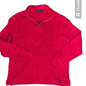 Polo Ralph Lauren men’s medium 1/4 zip sweatshirt sweater pull over red cotton